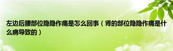 左邊后腰部位隱隱作痛是怎么回事（腎的部位隱隱作痛是什么病導致的）