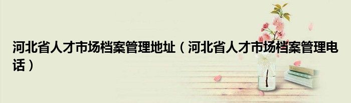 河北省人才市場檔案管理地址（河北省人才市場檔案管理電話）