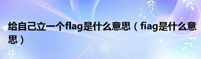 給自己立一個flag是什么意思（fiag是什么意思）