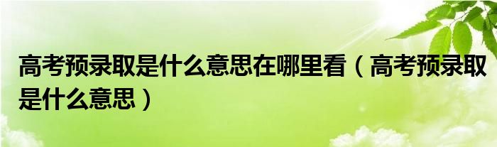 高考預(yù)錄取是什么意思在哪里看（高考預(yù)錄取是什么意思）