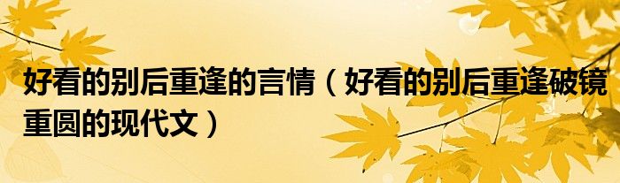 好看的別后重逢的言情（好看的別后重逢破鏡重圓的現(xiàn)代文）
