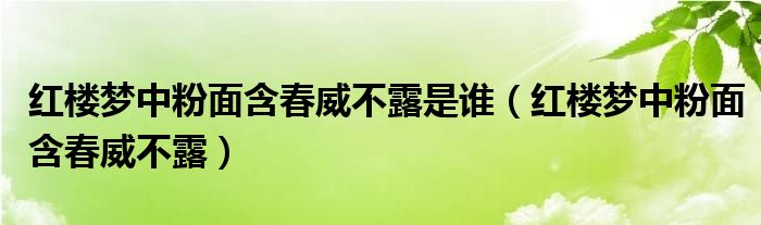紅樓夢中粉面含春威不露是誰（紅樓夢中粉面含春威不露）