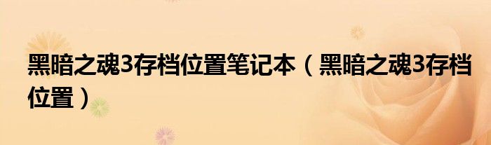 黑暗之魂3存檔位置筆記本（黑暗之魂3存檔位置）