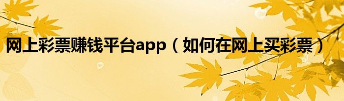 網(wǎng)上彩票賺錢平臺app（如何在網(wǎng)上買彩票）