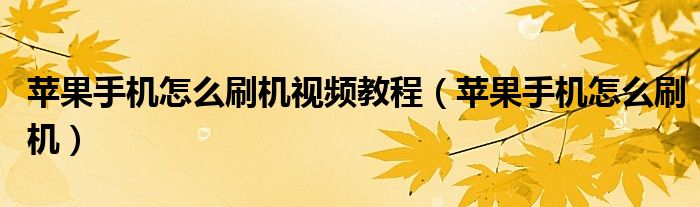 蘋果手機怎么刷機視頻教程（蘋果手機怎么刷機）