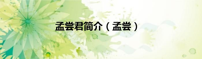 孟嘗君簡介（孟嘗）