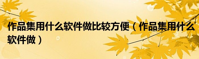 作品集用什么軟件做比較方便（作品集用什么軟件做）