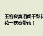 玉容寂寞淚闌干梨花一枝春帶雨的意思（玉容寂寞淚闌干梨花一枝春帶雨）