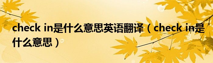 check in是什么意思英語翻譯（check in是什么意思）