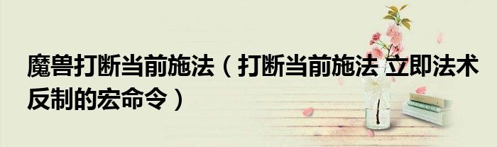 魔獸打斷當(dāng)前施法（打斷當(dāng)前施法 立即法術(shù)反制的宏命令）