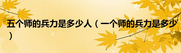五個(gè)師的兵力是多少人（一個(gè)師的兵力是多少）