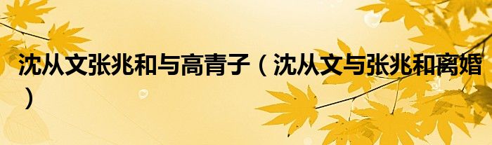 沈從文張兆和與高青子（沈從文與張兆和離婚）