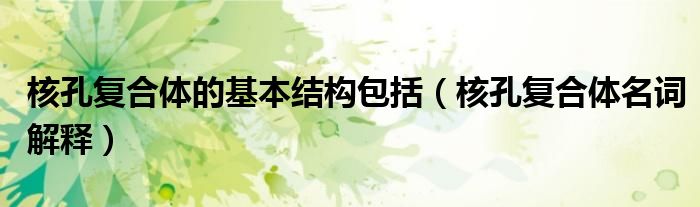 核孔復合體的基本結(jié)構(gòu)包括（核孔復合體名詞解釋）