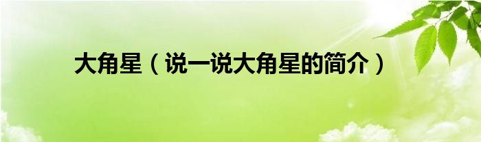 大角星（說一說大角星的簡介）