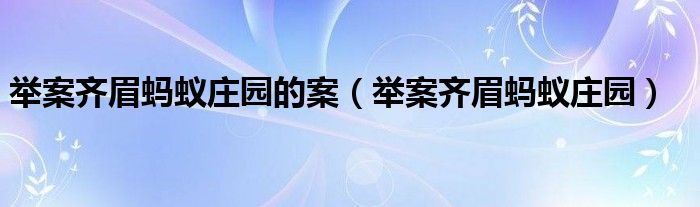 舉案齊眉螞蟻莊園的案（舉案齊眉螞蟻莊園）