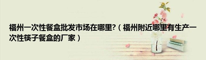 福州一次性餐盒批發(fā)市場在哪里?（福州附近哪里有生產(chǎn)一次性筷子餐盒的廠家）