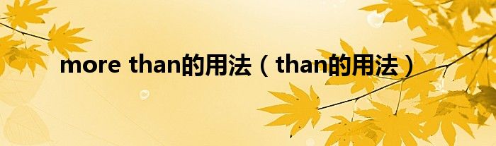 more than的用法（than的用法）