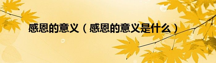 感恩的意義（感恩的意義是什么）