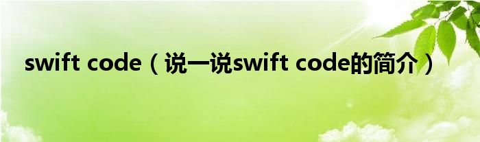 swift code（說(shuō)一說(shuō)swift code的簡(jiǎn)介）