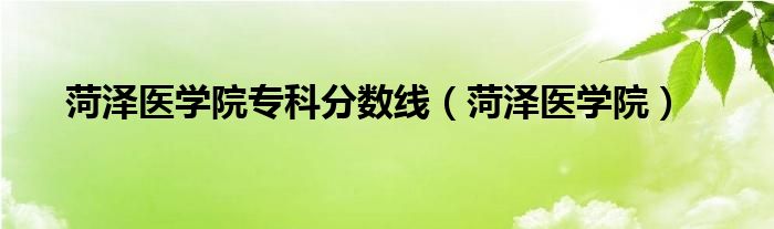 菏澤醫(yī)學院?？品謹?shù)線（菏澤醫(yī)學院）