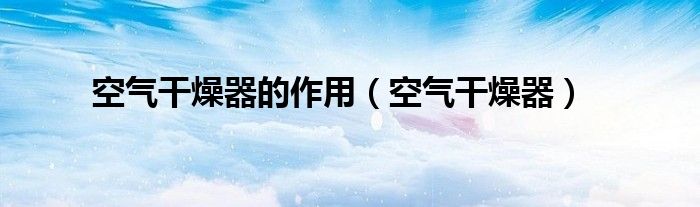 空氣干燥器的作用（空氣干燥器）