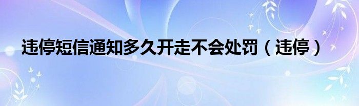 違停短信通知多久開走不會(huì)處罰（違停）