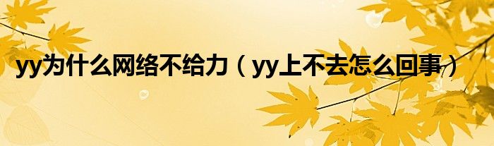 yy為什么網(wǎng)絡(luò)不給力（yy上不去怎么回事）