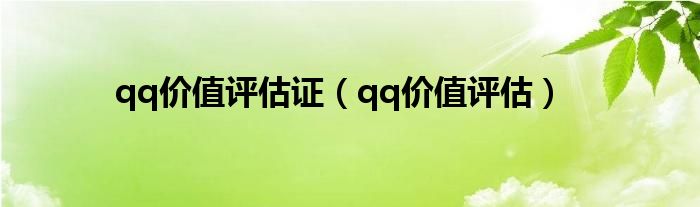 qq價(jià)值評(píng)估證（qq價(jià)值評(píng)估）