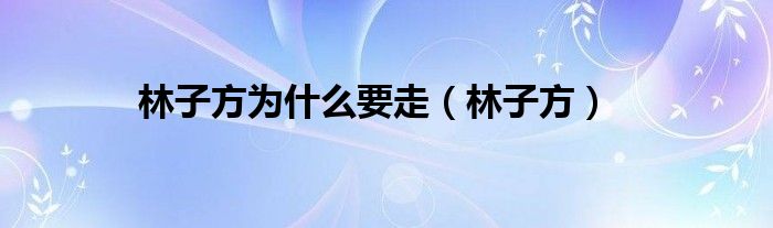 林子方為什么要走（林子方）