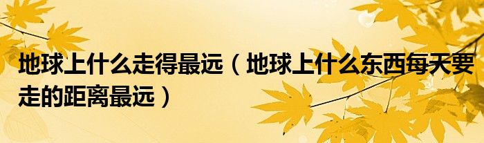 地球上什么走得最遠(yuǎn)（地球上什么東西每天要走的距離最遠(yuǎn)）