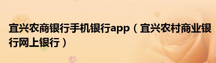 宜興農(nóng)商銀行手機銀行app（宜興農(nóng)村商業(yè)銀行網(wǎng)上銀行）