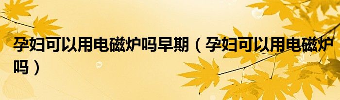孕婦可以用電磁爐嗎早期（孕婦可以用電磁爐嗎）