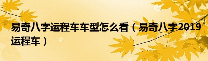 易奇八字運程車車型怎么看（易奇八字2019運程車）