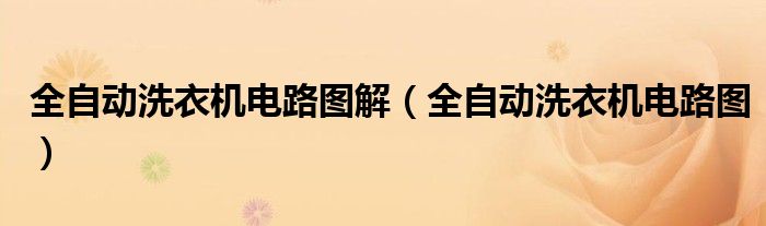 全自動(dòng)洗衣機(jī)電路圖解（全自動(dòng)洗衣機(jī)電路圖）