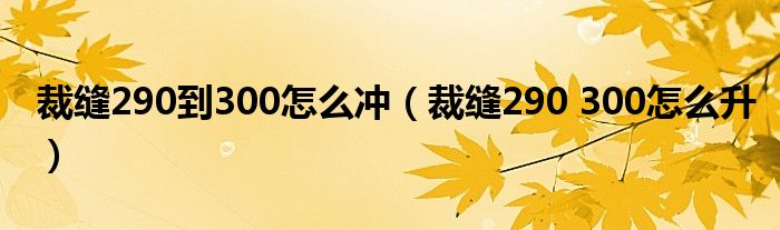 裁縫290到300怎么沖（裁縫290 300怎么升）