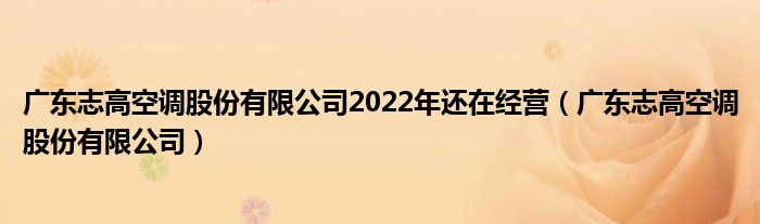 廣東志高空調股份有限公司2022年還在經營（廣東志高空調股份有限公司）