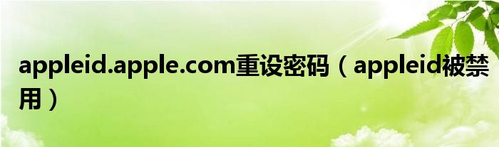 appleid.apple.com重設(shè)密碼（appleid被禁用）