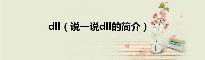 dll（說(shuō)一說(shuō)dll的簡(jiǎn)介）