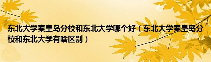 東北大學(xué)秦皇島分校和東北大學(xué)哪個(gè)好（東北大學(xué)秦皇島分校和東北大學(xué)有啥區(qū)別）