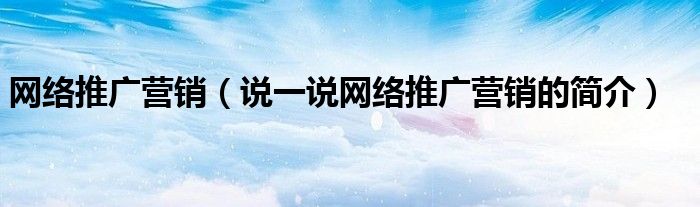 網(wǎng)絡(luò)推廣營銷（說一說網(wǎng)絡(luò)推廣營銷的簡介）