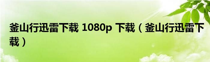 釜山行迅雷下載 1080p 下載（釜山行迅雷下載）