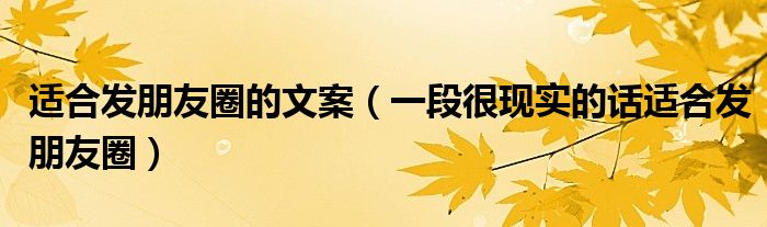 適合發(fā)朋友圈的文案（一段很現(xiàn)實的話適合發(fā)朋友圈）