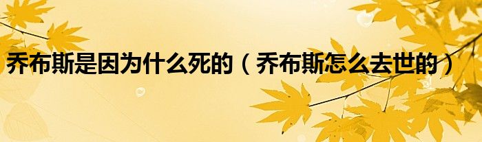 喬布斯是因為什么死的（喬布斯怎么去世的）