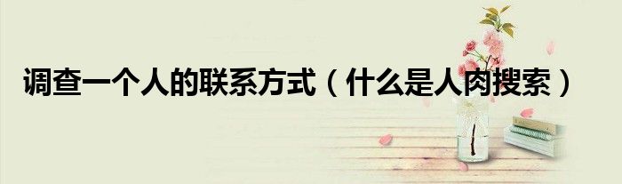 調(diào)查一個人的聯(lián)系方式（什么是人肉搜索）