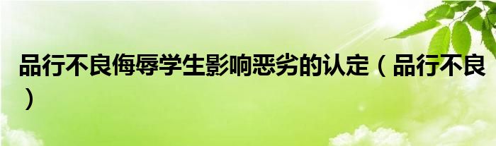 品行不良侮辱學生影響惡劣的認定（品行不良）
