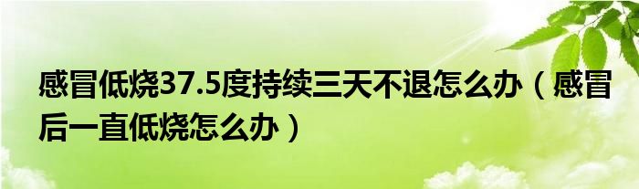 感冒低燒37.5度持續(xù)三天不退怎么辦（感冒后一直低燒怎么辦）