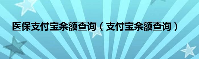 醫(yī)保支付寶余額查詢（支付寶余額查詢）