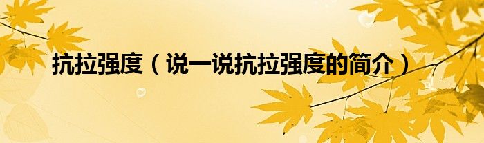 抗拉強度（說一說抗拉強度的簡介）