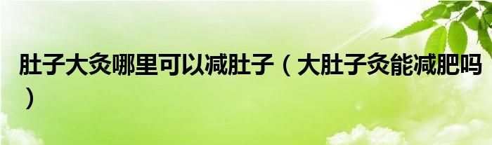 肚子大灸哪里可以減肚子（大肚子灸能減肥嗎）