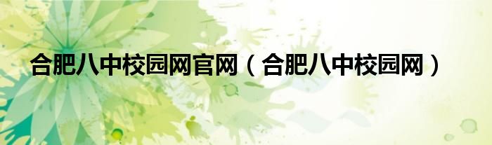 合肥八中校園網(wǎng)官網(wǎng)（合肥八中校園網(wǎng)）
